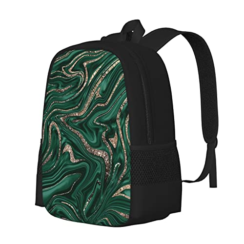 Emerald Green Marble Casual Light And Durable Large Capacity Backpack For Adults Teenagers