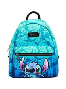 disney lilo & stitch blue tropical leaves mini backpack