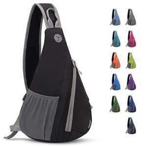 woomada small sling bag for men crossbody sling shoulder travel hiking backpack chest bag for women with hidden earphone hole (black3)