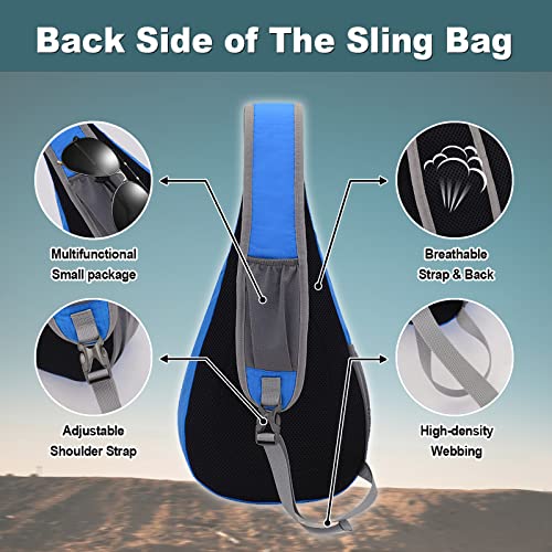 WOOMADA Small Sling Bag for Men Crossbody Sling Shoulder Travel Hiking Backpack Chest Bag for Women with Hidden Earphone Hole (Black3)