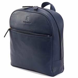 rolando navy blue multi-purpose unisex casual leather backpack