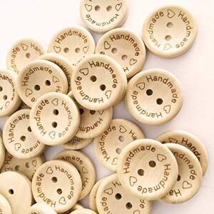 hengke 100 pcs wooden handmade buttons, crafts assorted buttons wooden sewing buttons, for sewing clothing accessories, diy crafting projects decorations 20mm