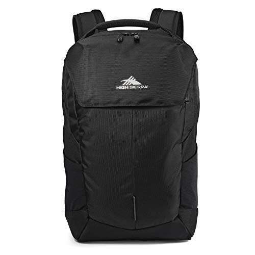 High Sierra Access Pro Backpack with 17-Inch Quilted Laptop Sleeve, Large Organization Pocket and Reflective Straps, Black