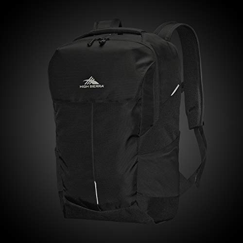 High Sierra Access Pro Backpack with 17-Inch Quilted Laptop Sleeve, Large Organization Pocket and Reflective Straps, Black