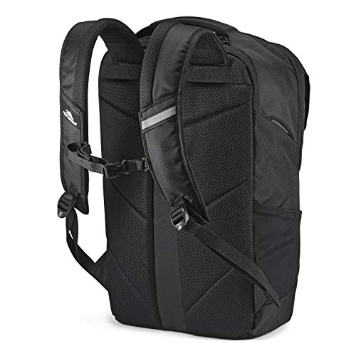 High Sierra Access Pro Backpack with 17-Inch Quilted Laptop Sleeve, Large Organization Pocket and Reflective Straps, Black