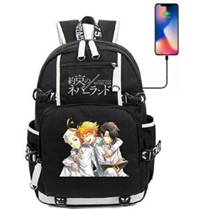 ISaikoy Anime The Promised Neverland Backpack Bookbag Laptop Bag Shoulder Bag Daypack School Bag 11