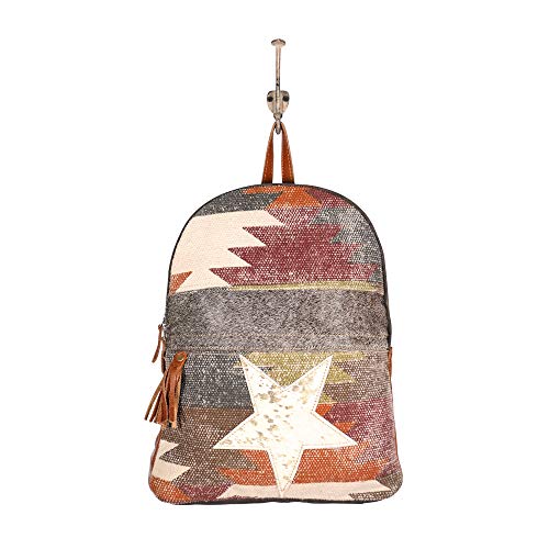 Myra Bags Superior Canvas, leather & Rug Backpack S-1927, Multicolour, Large