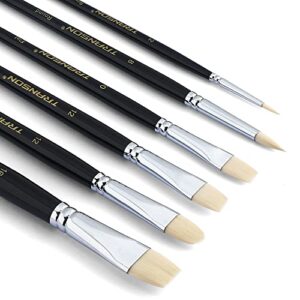 Transon Paint Brush Set 6pcs Art Painting Synthetic Bristle for Acrylic Watercolor Gouache Oil Leather Canvas and Face Painting