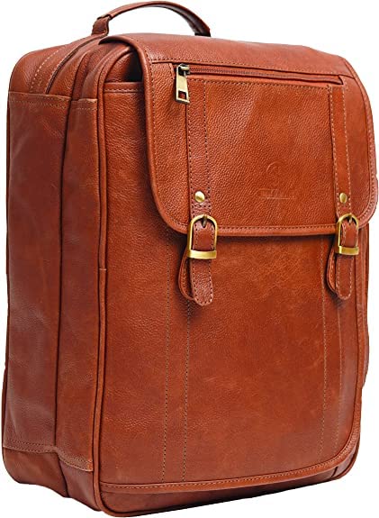 DreamController Leather Backpack Convertible 5in1 Laptop Bag, Shoulder Backpack, Messenger-Crossbody, Trolly Strap, Handle