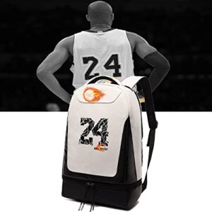 Basketball Superstar 24 Backpack. Personalized Signature Edition Casual Large Capacity Sports Bag Jersey Color