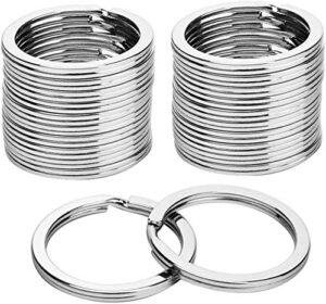 kingforest 100pcs flat key rings 1 inch, metal keychain rings split keyrings flat ring for home car office keys attachment