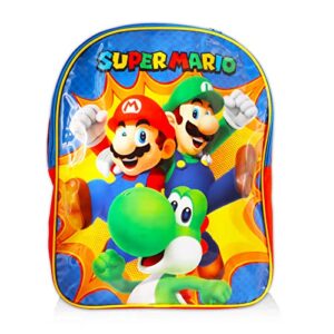 Mario Shop Super Mario Backpack for Boys - 15inch Mario Backpack Bundle with Stickers and More (Mario and Luigi Backpack)