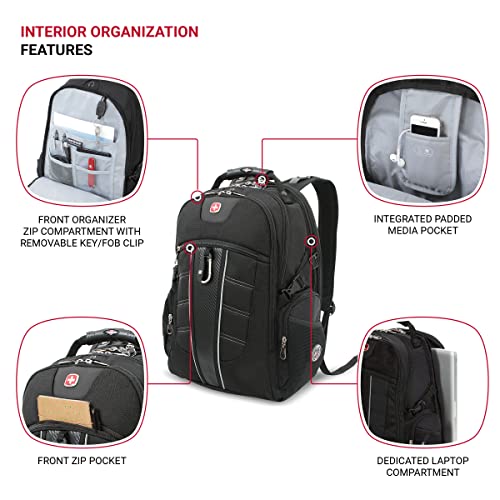Swiss Gear SA1753 Black TSA Friendly ScanSmart Laptop Backpack - Fits most 15 Inch Laptops and Tablets