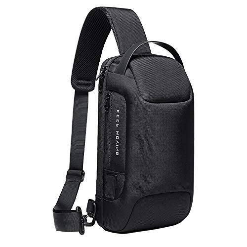 Voohek Sling Bag Backpack Cross Body Waterproof Anti-Theft Shoulder Daypack with USB Charging Port, Black