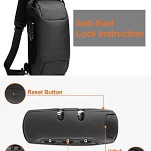 Voohek Sling Bag Backpack Cross Body Waterproof Anti-Theft Shoulder Daypack with USB Charging Port, Black