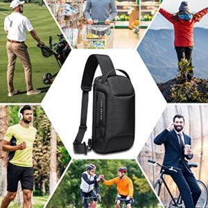 Voohek Sling Bag Backpack Cross Body Waterproof Anti-Theft Shoulder Daypack with USB Charging Port, Black