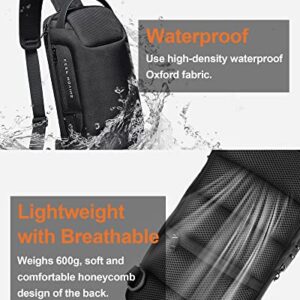 Voohek Sling Bag Backpack Cross Body Waterproof Anti-Theft Shoulder Daypack with USB Charging Port, Black