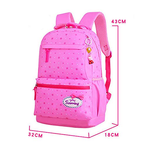 Stars-Print and Bowknot Backpack Set Large Elementary Bookbag 3Pcs Set School bags for Teen Girls