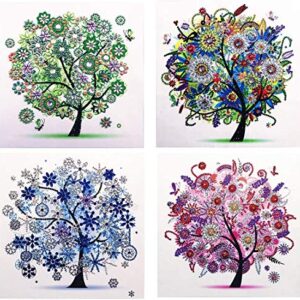 NEILDEN New 4Pack 5D Diamond Painting Kit, DIY Diamond Number Rhinestone Painting Kits for Adults and Children Embroidery Diamond Arts Craft Home Decor 11.811.8inch