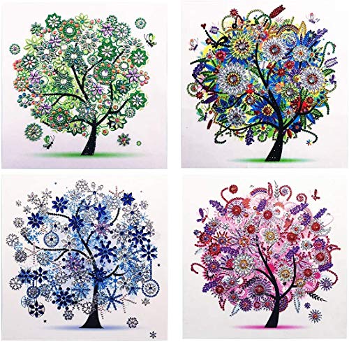 NEILDEN New 4Pack 5D Diamond Painting Kit, DIY Diamond Number Rhinestone Painting Kits for Adults and Children Embroidery Diamond Arts Craft Home Decor 11.811.8inch