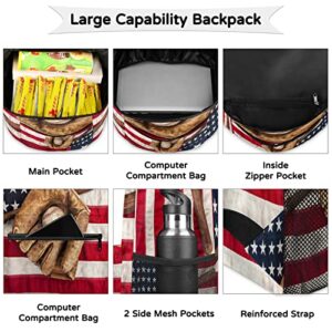 Baseball Backpacks Large 18 Inch Bookbag Shoulder School Computer Hiking Gym Travel Casual Travel Daypack