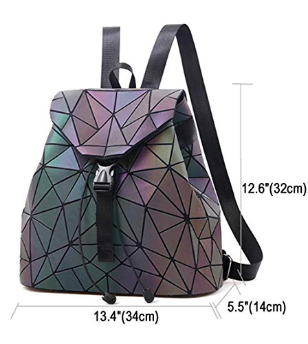 Geometric Backpack Luminous Backpacks Holographic Reflective Bag Lumikay Bags Irredescent Rucksack Rainbow (Style2+wallet set)