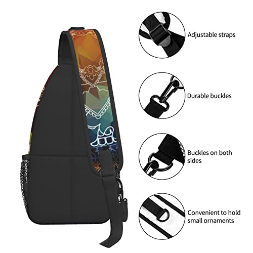 Mandala Flower Sling Bag Crossbody Sling Backpack Flower Shoulder Chest Bag Travel Hiking Daypack for Women Men