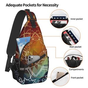 Mandala Flower Sling Bag Crossbody Sling Backpack Flower Shoulder Chest Bag Travel Hiking Daypack for Women Men