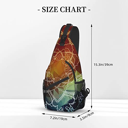 Mandala Flower Sling Bag Crossbody Sling Backpack Flower Shoulder Chest Bag Travel Hiking Daypack for Women Men