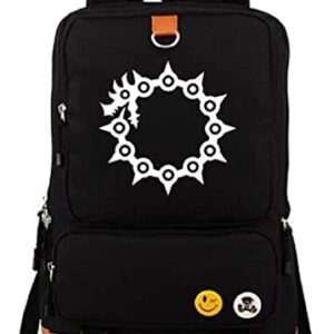 WANHONGYUE Anime The Seven Deadly Sins Luminous Backpack School Bag Student Bookbag Laptop Rucksack Daypack Black