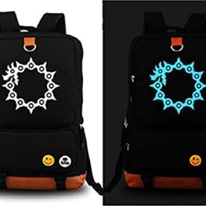 WANHONGYUE Anime The Seven Deadly Sins Luminous Backpack School Bag Student Bookbag Laptop Rucksack Daypack Black
