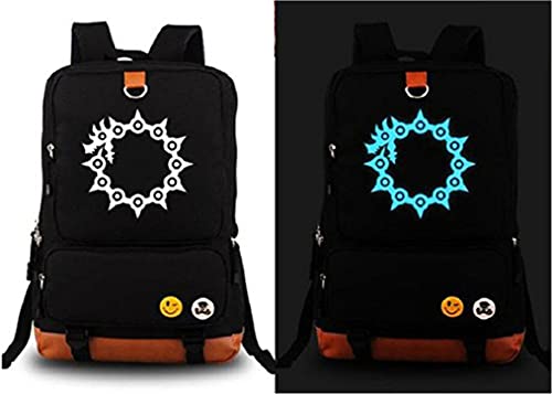 WANHONGYUE Anime The Seven Deadly Sins Luminous Backpack School Bag Student Bookbag Laptop Rucksack Daypack Black