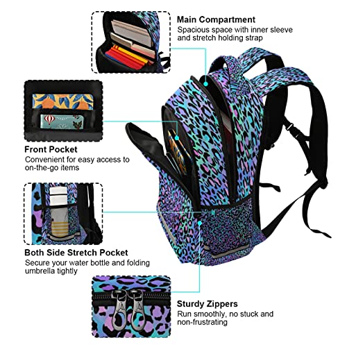 xigua Students Backpack Boy Girl School Bookbag,Fashion Color Leopard Print Waterproof 15In Laptop Backpack for Children Outdoor Camping Travel Daypack Casual Bags