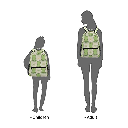 Kcldeci Cute Frog Pattern Kids Backpack for Boys Girls Elementary Schoolbag Kindergarten Bookbags Preschool School Bag Toddler Book Bags Travel Bag