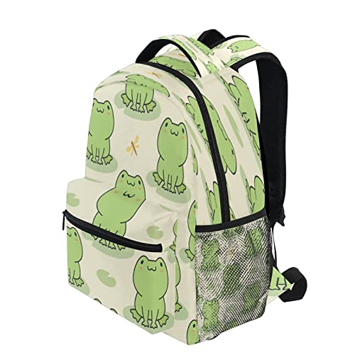 Kcldeci Cute Frog Pattern Kids Backpack for Boys Girls Elementary Schoolbag Kindergarten Bookbags Preschool School Bag Toddler Book Bags Travel Bag