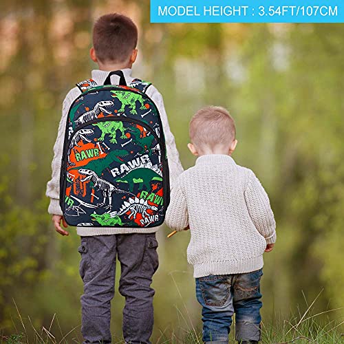 WZLVO 3PCS Kids Backpacks for Boys, 16" Dinosaur Preschool School Bookbag and Lunch Box for Elementary Toddler