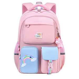 Girls Backpack Cute Elementary Bookbags Middle School bags Casual Daypack Backpacks Durable Lightweight Travel Bags (Pink,Small)