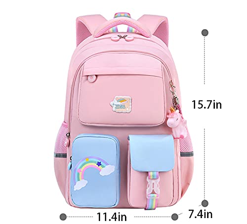 Girls Backpack Cute Elementary Bookbags Middle School bags Casual Daypack Backpacks Durable Lightweight Travel Bags (Pink,Small)