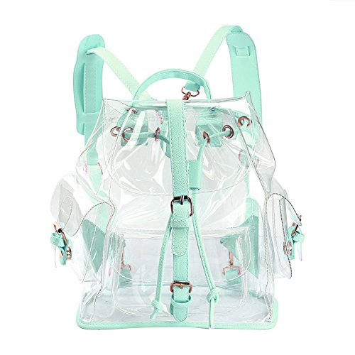 Zicac Summer Clear Backpack Cute Knapsack Satchel Transparent Stadium Approved Backpack (Green)