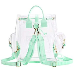 Zicac Summer Clear Backpack Cute Knapsack Satchel Transparent Stadium Approved Backpack (Green)