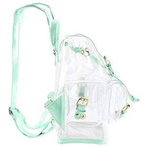 Zicac Summer Clear Backpack Cute Knapsack Satchel Transparent Stadium Approved Backpack (Green)