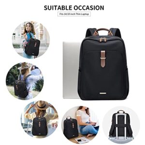 GOLF SUPAGS Laptop Backpack Purse for Women Fits 15 Inch Notebook Casual Daypack Work Travel College School Bookbag Fashion Computer Bag (Black, 15 Inch)