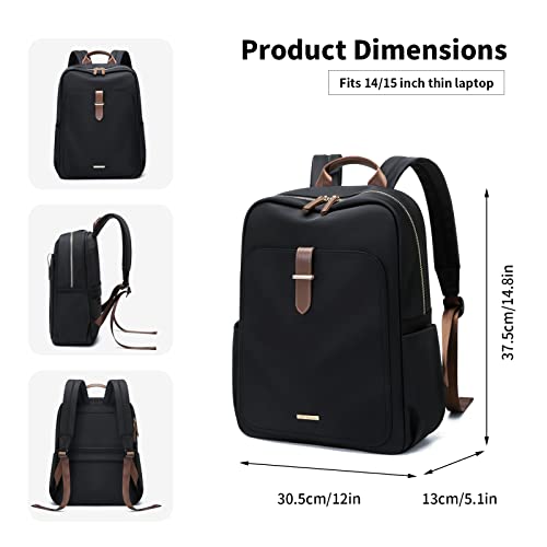 GOLF SUPAGS Laptop Backpack Purse for Women Fits 15 Inch Notebook Casual Daypack Work Travel College School Bookbag Fashion Computer Bag (Black, 15 Inch)