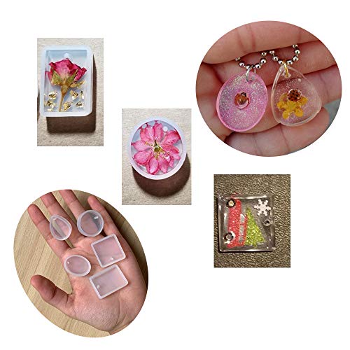 20pcs Jewelry Casting Molds, TuNan Silicone Pendant Resin Molds with Hanging Hole, Jewelry Making DIY Craft Tools - 5 Styles