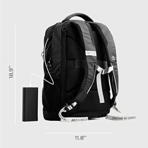 Artix Laptop Backpack for Men and Women - Waterproof Large Travel Back pack 17.3 inch - Computer Bagpack for High School, College, Business, Office, Work - Rucksack for Adults & Students (Black/Grey)