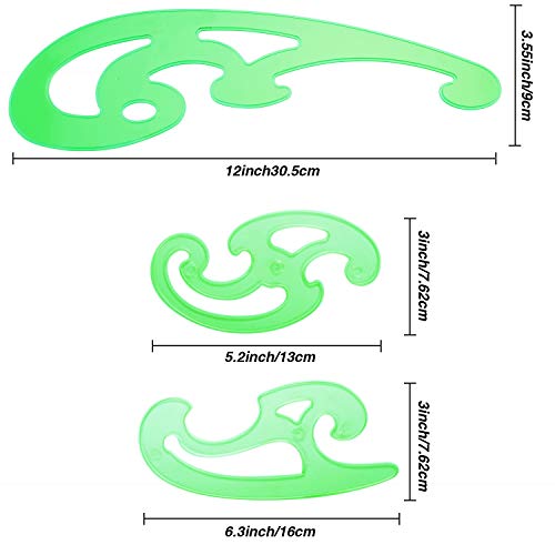 6 Pieces Plastic French Curve Ruler Multi-Function Comic Template Tool Set for Drafting Drawing Template, 6 Assorted Sizes