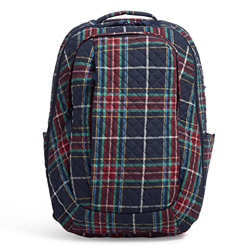 Vera Bradley Large Backpack Travel Bag, Tartan Plaid-Recycled Cotton