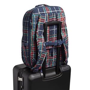 Vera Bradley Large Backpack Travel Bag, Tartan Plaid-Recycled Cotton