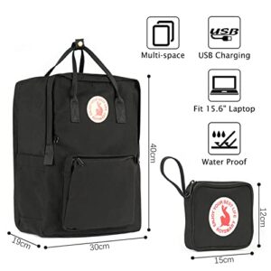 Roysmart Backpack for Women Men Girls, School Bag Waterproof Laptop Rucksack Casual Daypack Lightweight Backpack with USB Charging Port, Business College Travel Backpack Fits 15.6 Inch Computer.