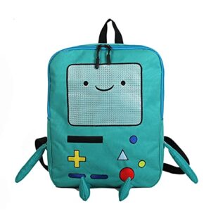 kawaii school backpack for girls boys back to school aesthetic cute adorable canvas bag handheld game console style peacock blue, green